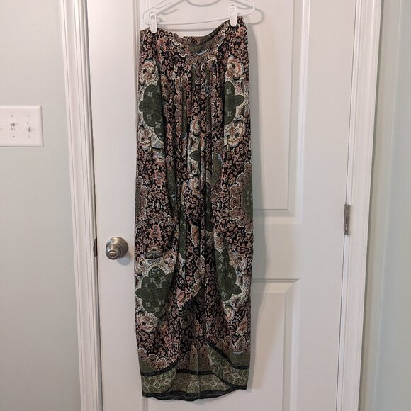 High Low Patterned Maxi Skirt - Size Large - Picture 1 of 5